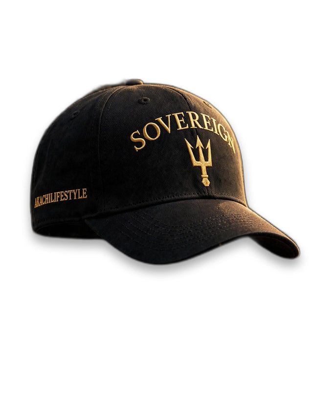AKACHI Sovereign Crest Cap — front view, luxury streetwear by AKACHILIFESTYLE