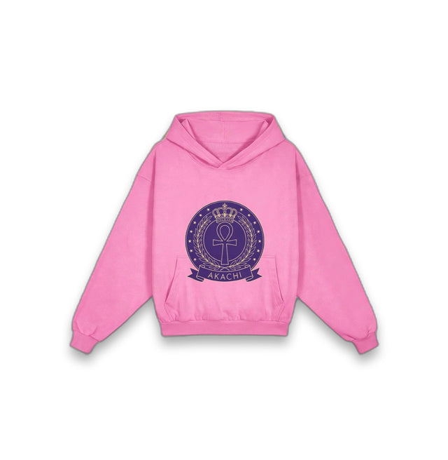 AKACHI Crowned Ankh Women's Hoodie — front view, luxury streetwear by AKACHILIFESTYLE