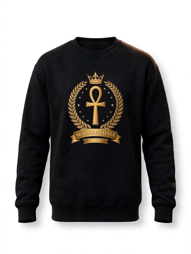 AKACHI Sovereign Ankh Sweater — front view, luxury streetwear by AKACHILIFESTYLE