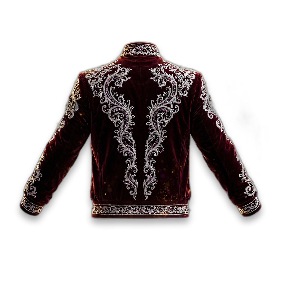 AKACHI Silver Baroque Crown Jacket – Burgundy