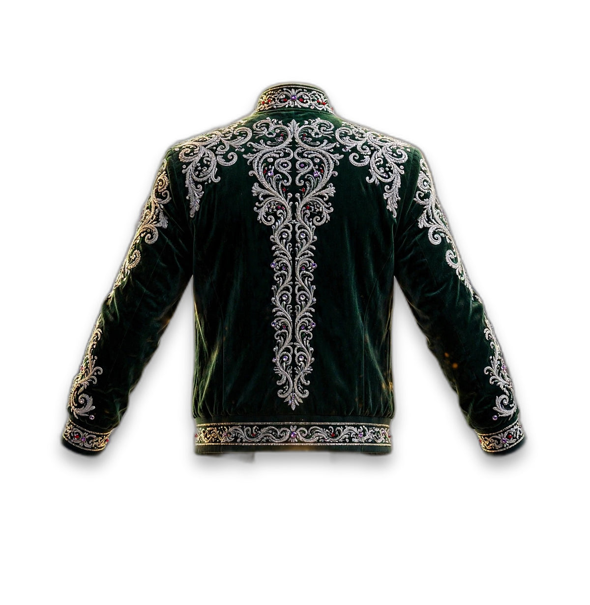 AKACHI Silver Baroque Crown Jacket – Forest Emerald