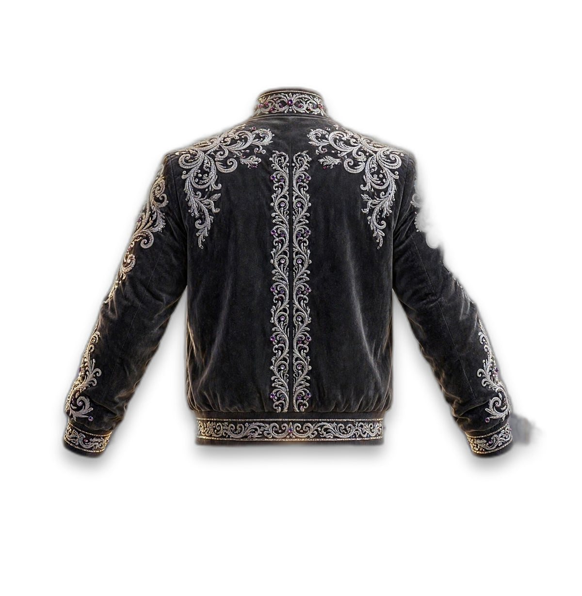 AKACHI Silver Baroque Crown Jacket – Charcoal