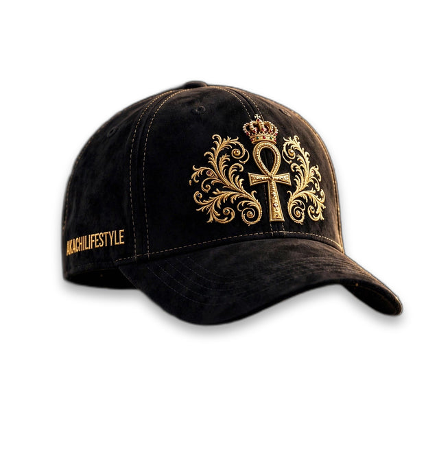 AKACHI Royal Crowned Ankh Cap — front view, luxury streetwear by AKACHILIFESTYLE