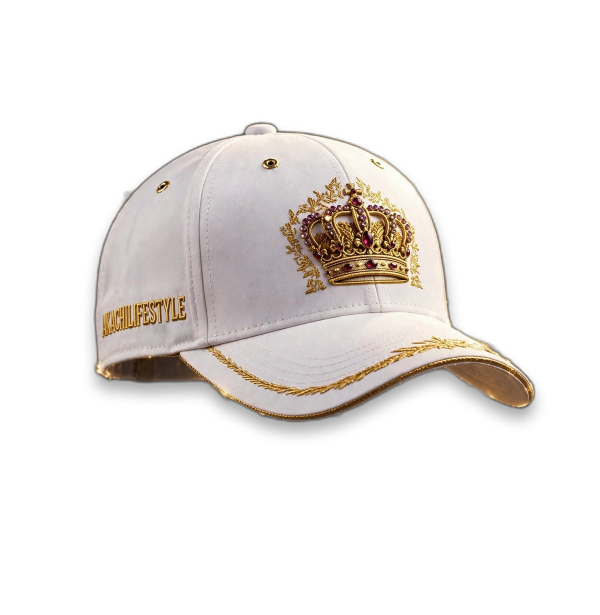 AKACHI White Royal Crown Cap