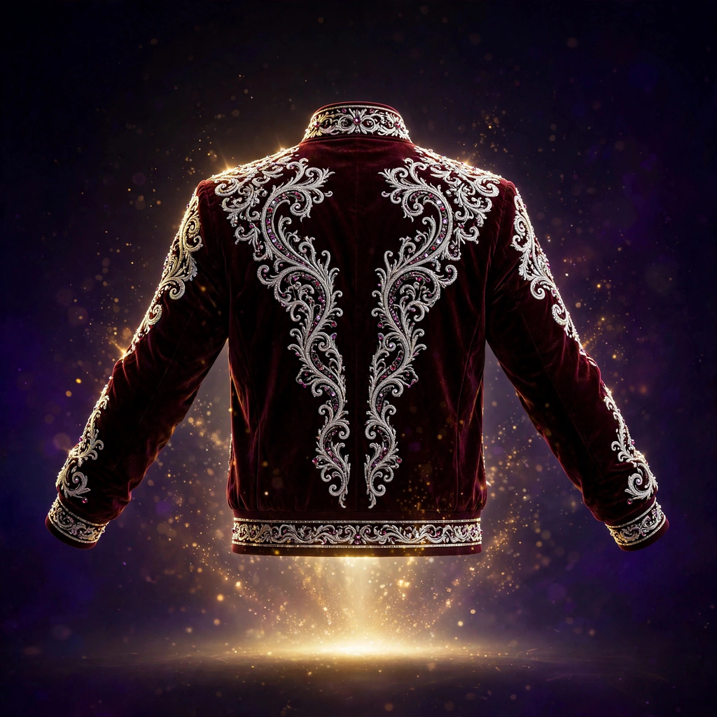 AKACHI Silver Baroque Crown Jacket – Burgundy – back