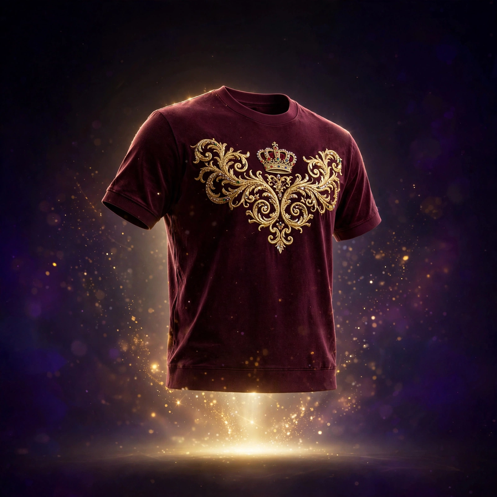AKACHI Burgundy Baroque Tee – front