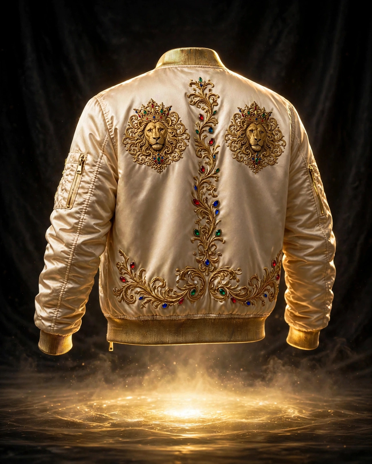 AKACHI Champagne Baroque Crown Bomber – back