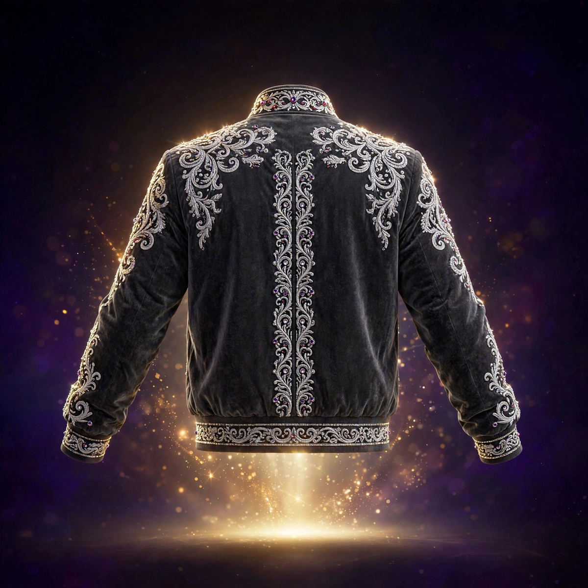AKACHI Silver Baroque Crown Jacket – Charcoal – back