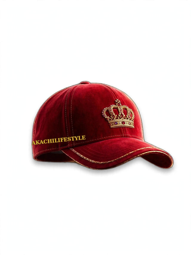 Crimson Royal Crown Cap - AKACHILIFESTYLE side text