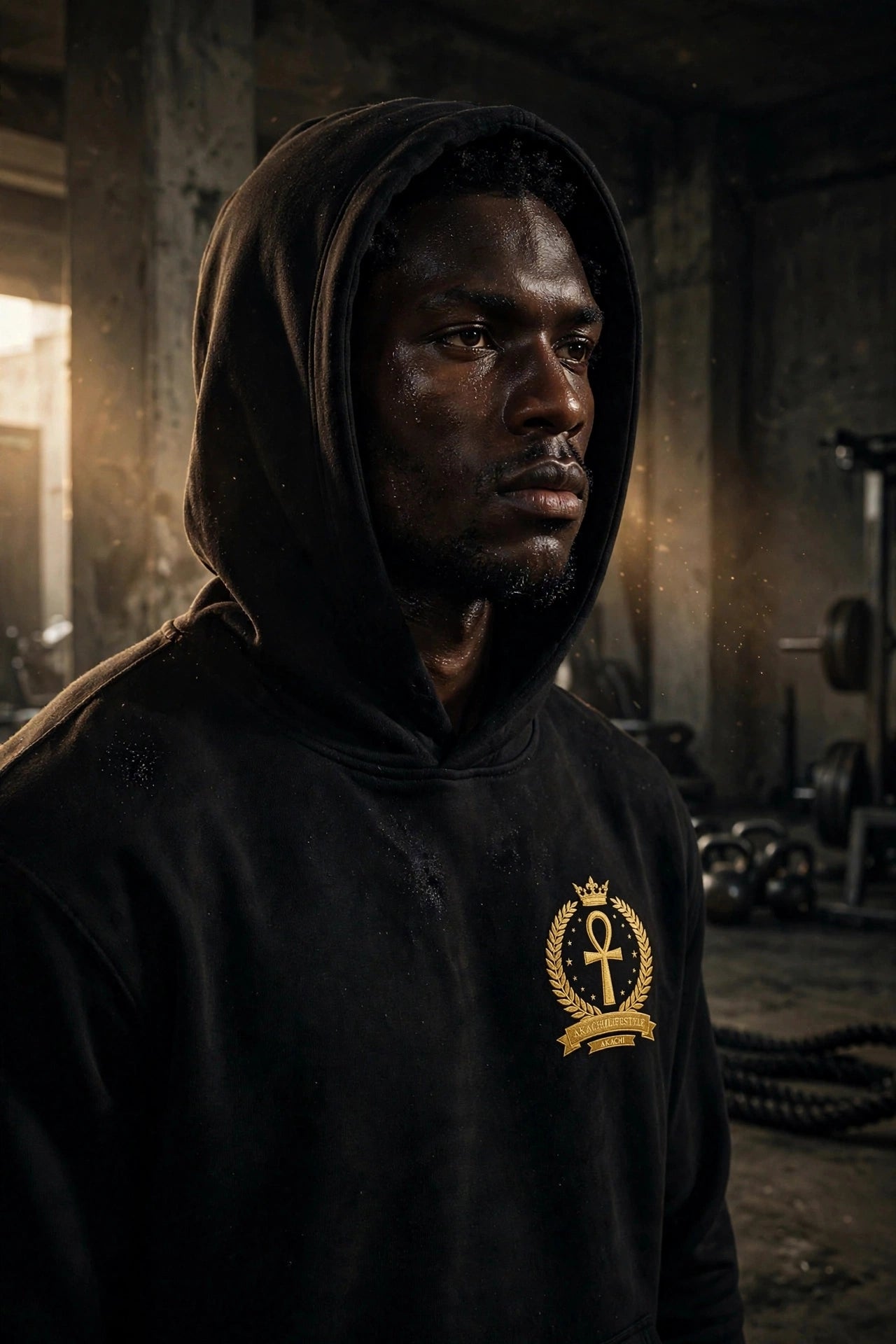 AKACHI Monogram Hoodie — gold monogram