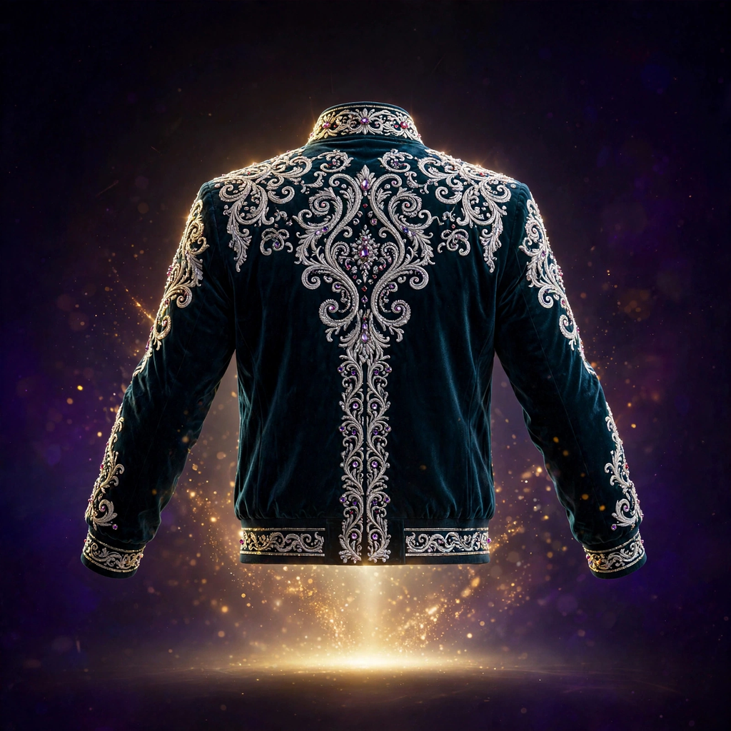 AKACHI Silver Baroque Crown Jacket – Deep Teal – back