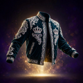AKACHI Silver Baroque Crown Jacket – Deep Teal – front