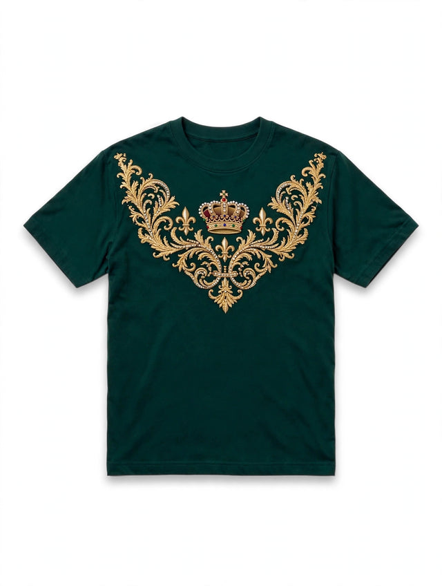 AKACHI Emerald Baroque Tee — front view, luxury streetwear by AKACHILIFESTYLE