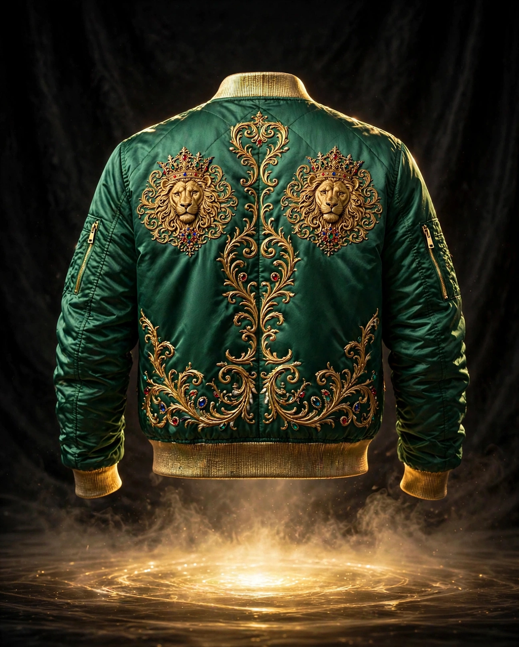 AKACHI Emerald Baroque Crown Bomber – back