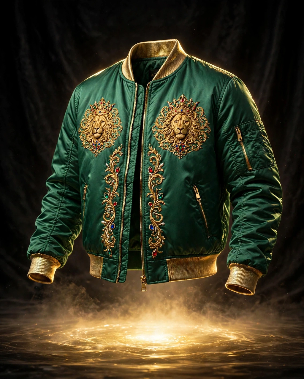 AKACHI Emerald Baroque Crown Bomber – front