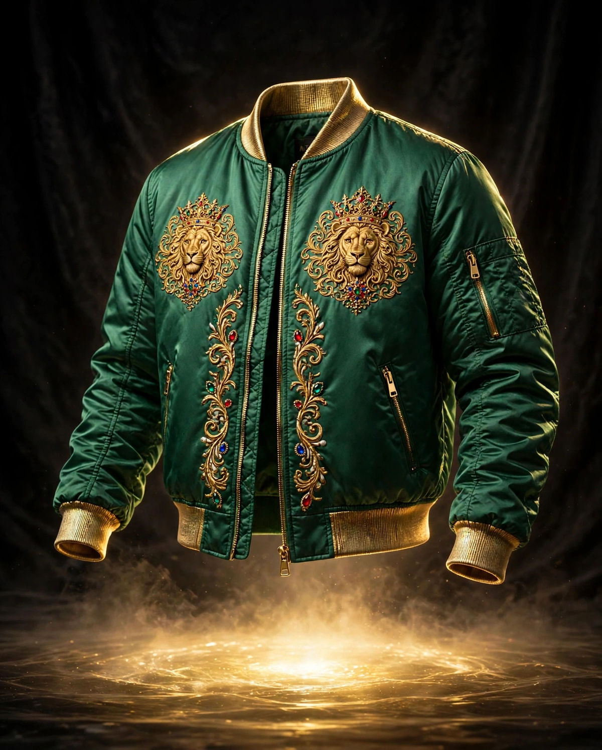 AKACHI Emerald Baroque Crown Bomber – front