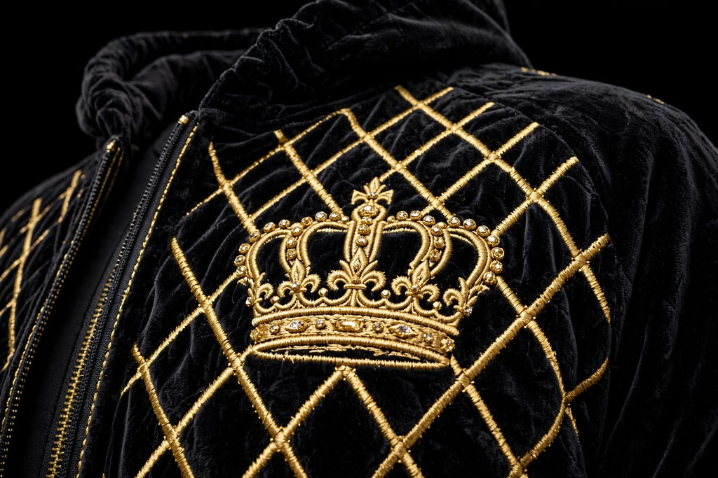 LEGACY 100 - Black Velvet Gold Crown Hoodie