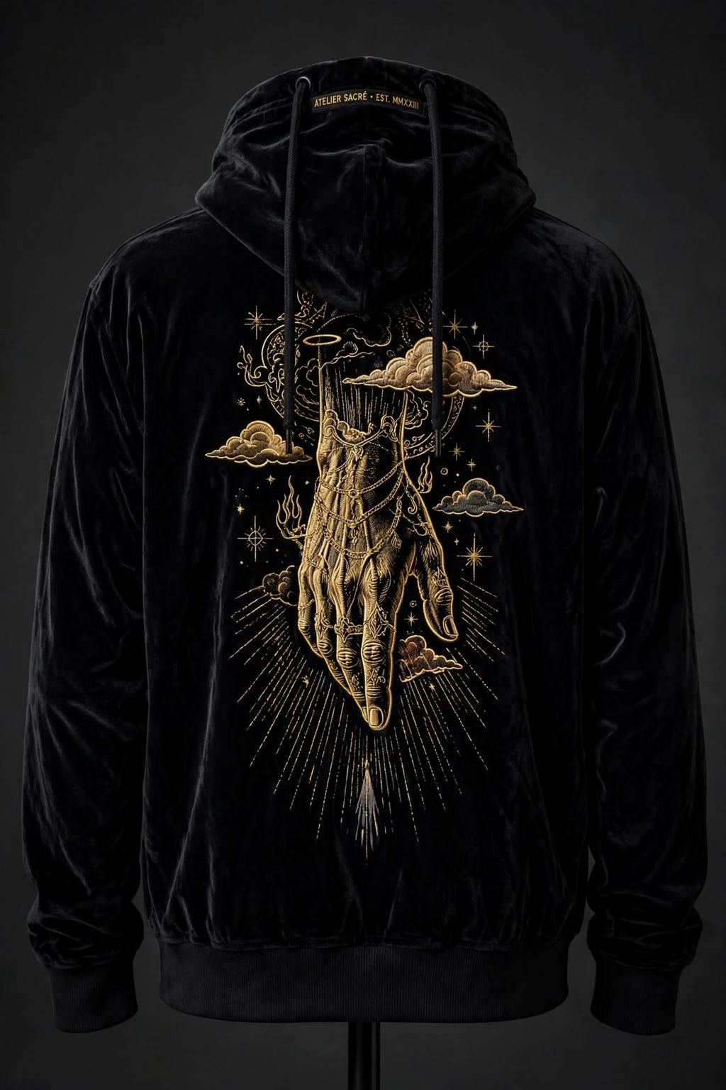 LEGACY 100 - Black Velvet Gold Crown Hoodie