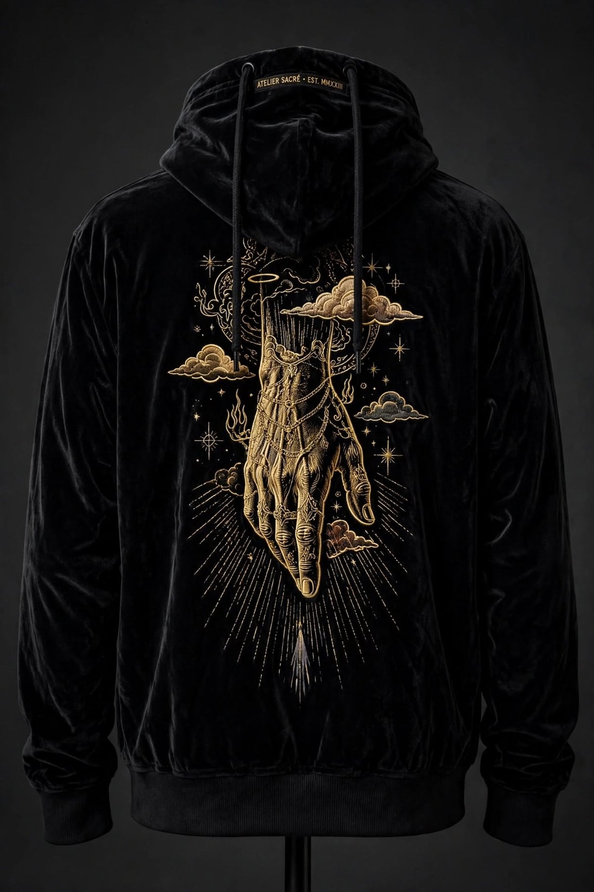 LEGACY 100 - Black Velvet Gold Crown Hoodie