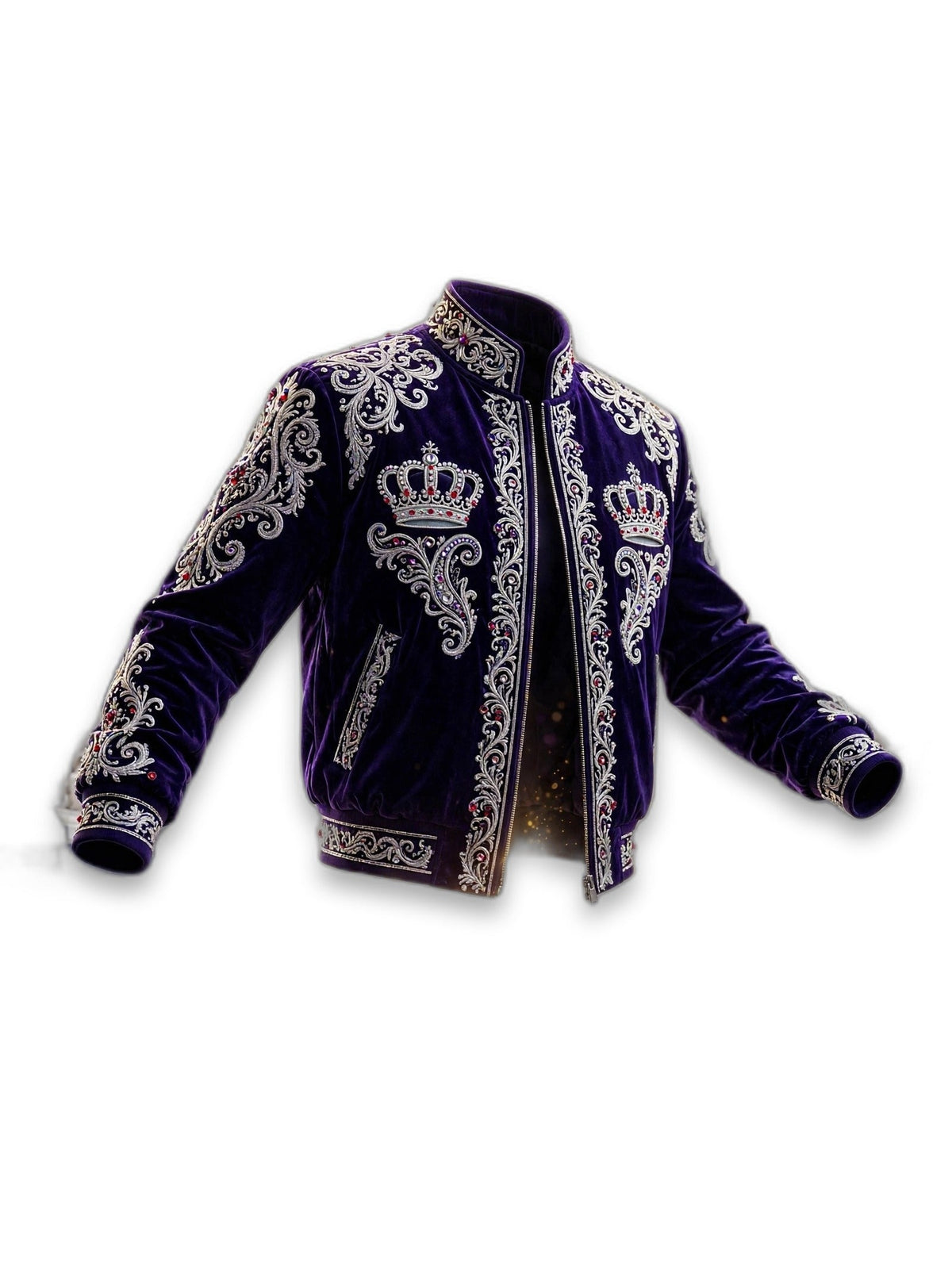 AKACHI Silver Baroque Crown Jacket – Royal Purple - padded product shot