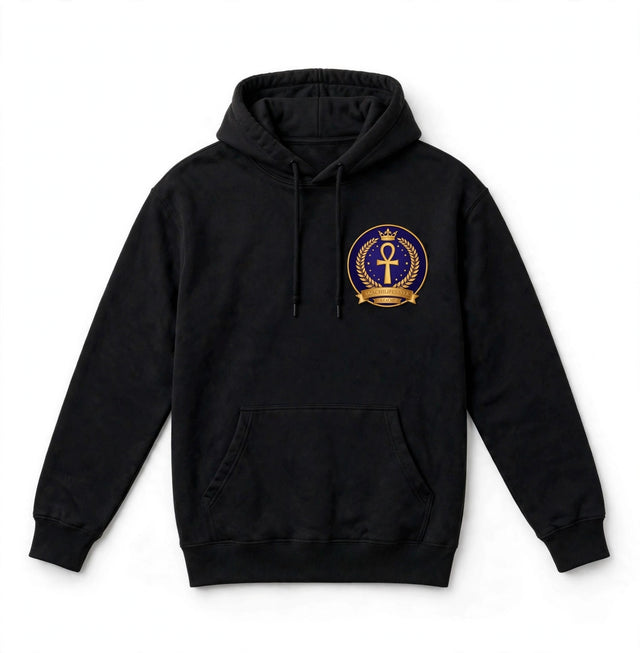 AKACHI Medallion Hoodie — front view, luxury streetwear by AKACHILIFESTYLE