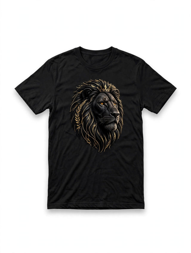 AKACHI Obsidian Lion Tee — front view, luxury streetwear by AKACHILIFESTYLE