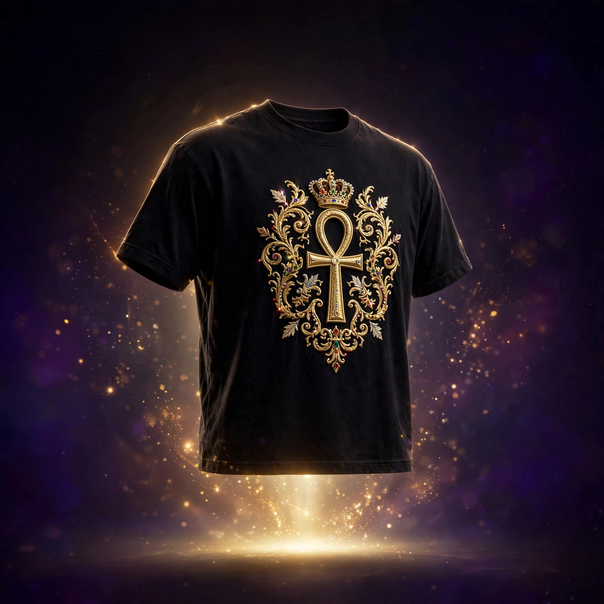 AKACHI Onyx Crowned Ankh Tee – front