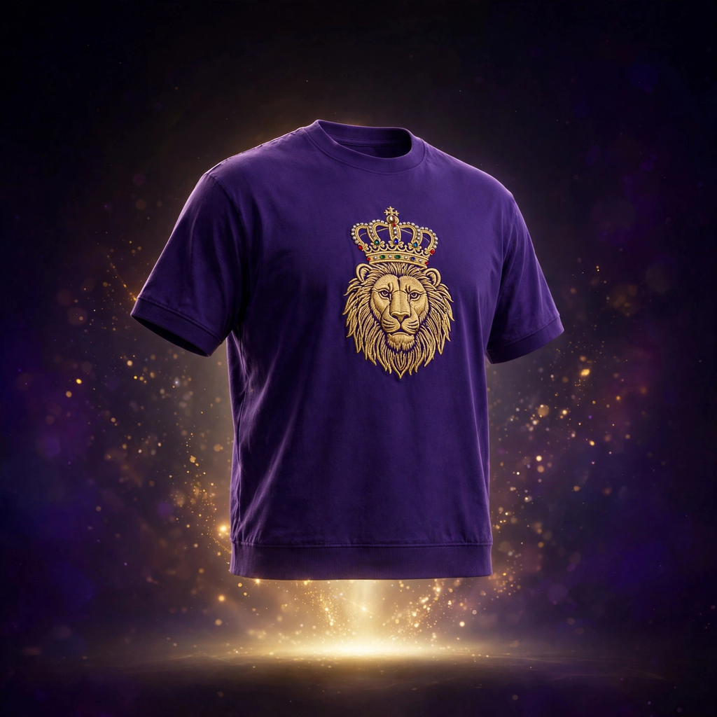 AKACHI Royal Purple Crowned Lion Tee – front