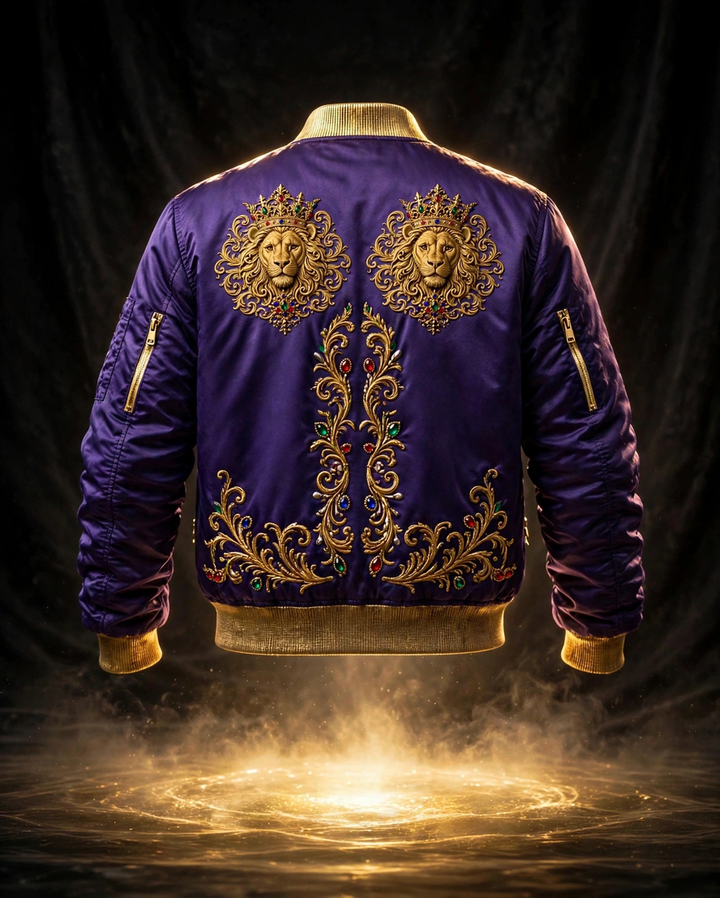 AKACHI Royal Purple Baroque Crown Bomber – back