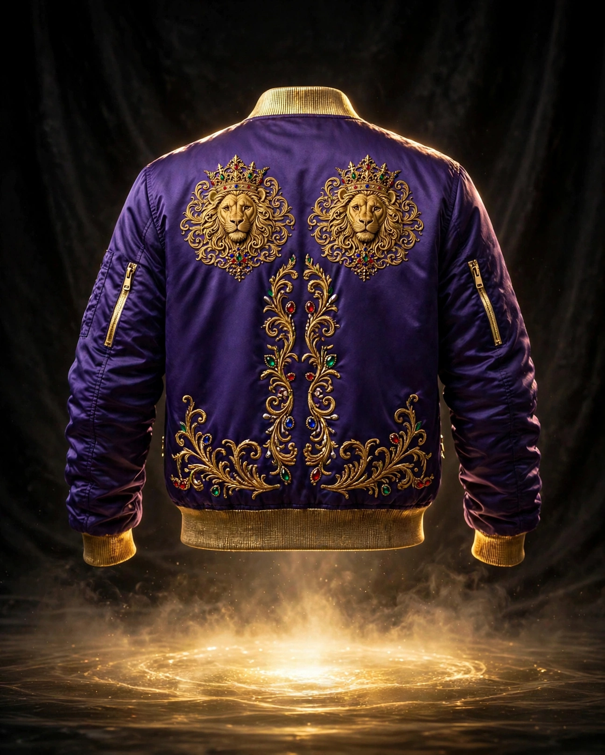 AKACHI Royal Purple Baroque Crown Bomber – back