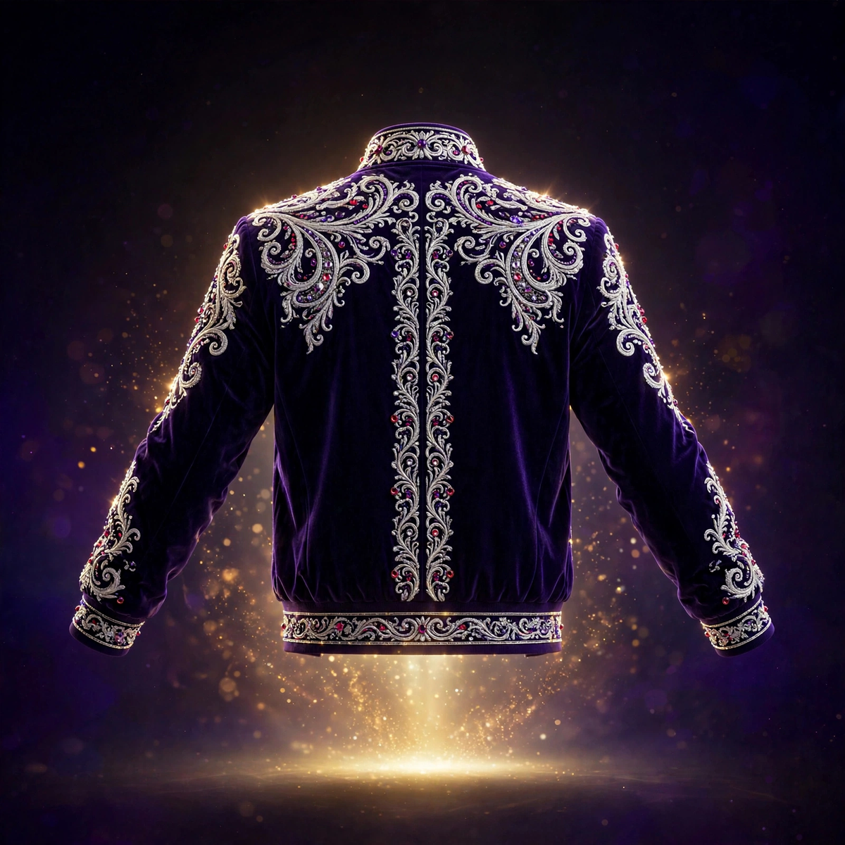 AKACHI Silver Baroque Crown Jacket – Royal Purple – back