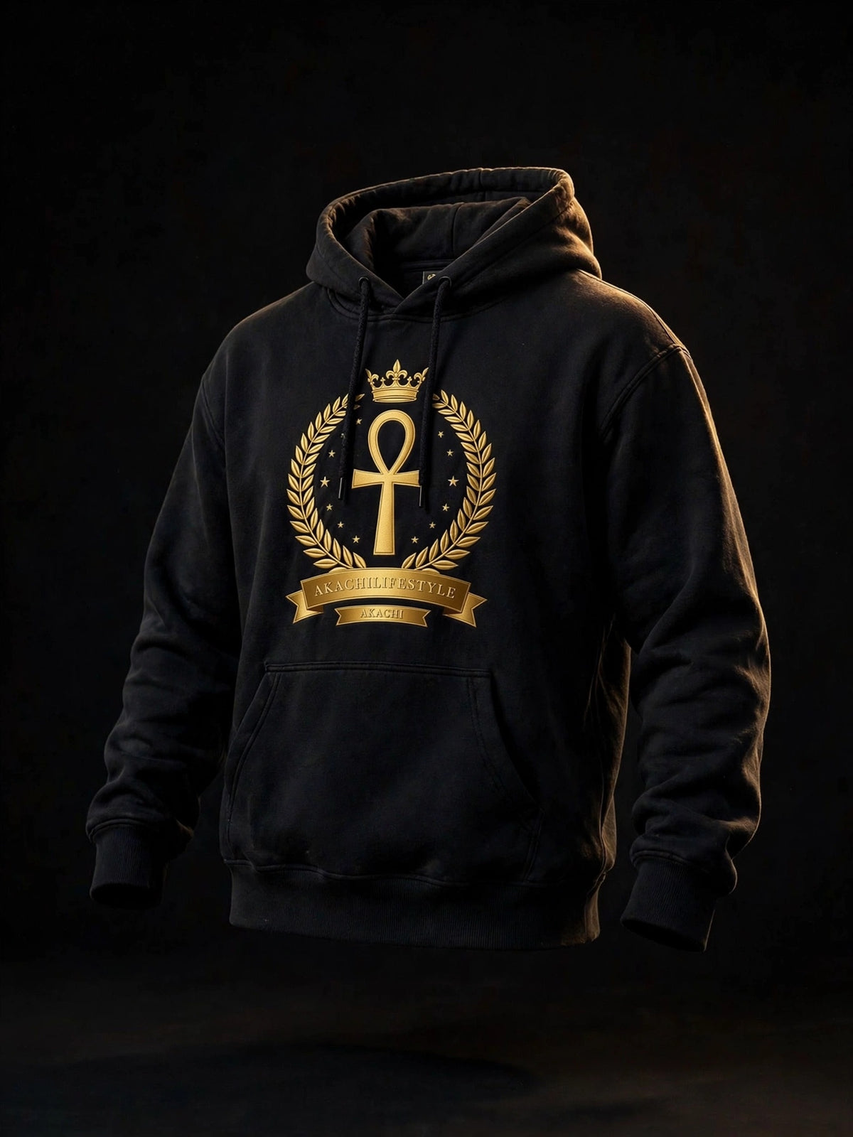 AKACHI Sovereign Ankh Hoodie - luxury studio shot